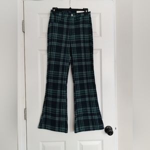 American Eagle Stretch Super High Rise Flare Plaid Pants